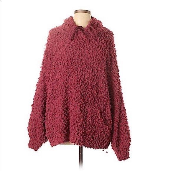 umgee popcorn hoodie in burgundy - Picture 1 of 4